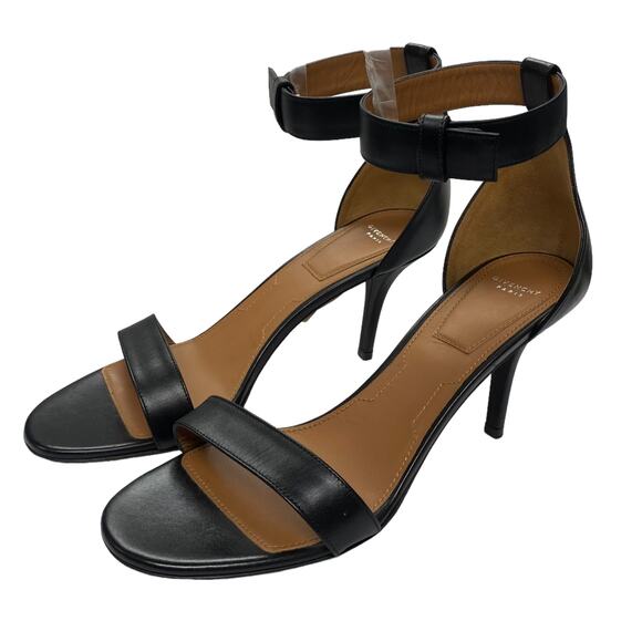 Givenchy Paris Womens Size 39 Black Leather Ankle Strap Heel Sandals - Picture 2 of 9